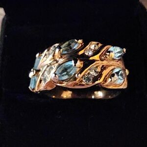 AquaMarine With Faux Diamonds  Ring